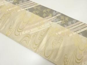 アンティーク　絽　観世水に横笛・花模様織り出し袋帯（材料）